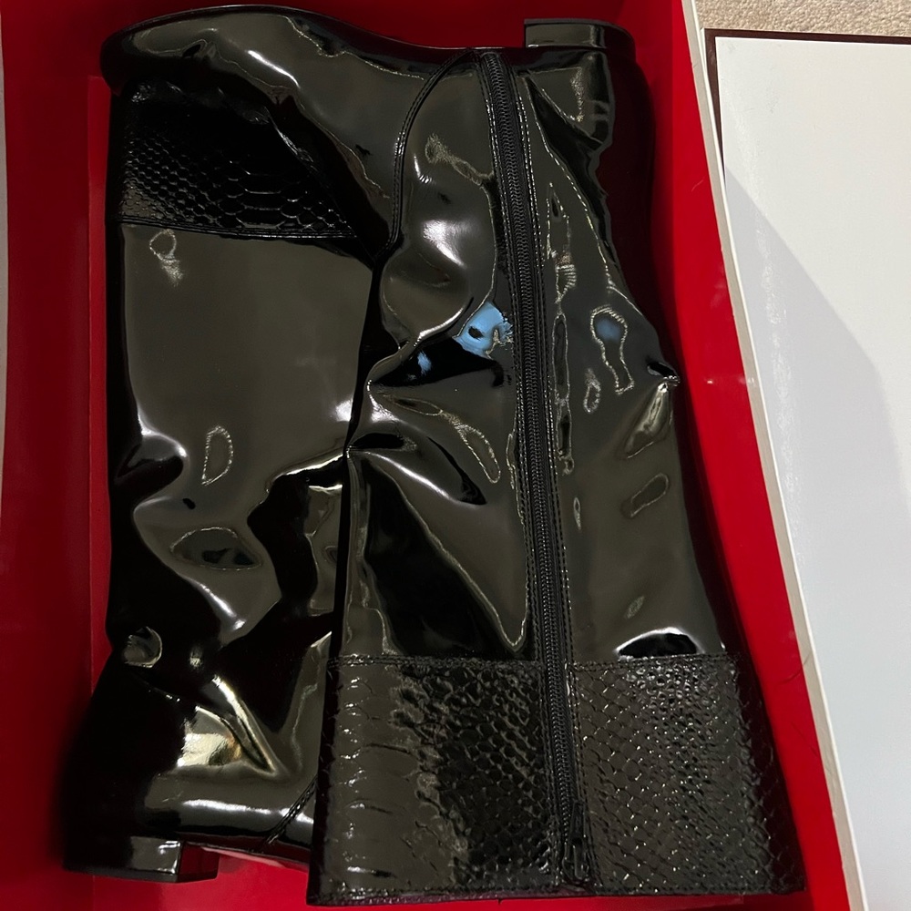 Coach patent leather boots